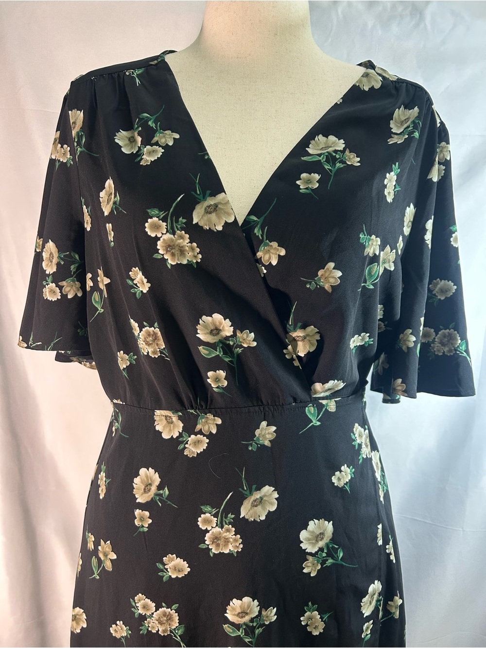 Lulu's Black Floral Wrap-Style Maxi Dress - Picture 3 of 6
